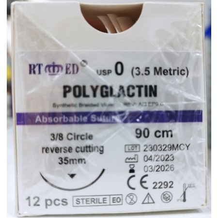 Polyglactin 0 90 cm - Felszívódó varró fonal - (12 db)